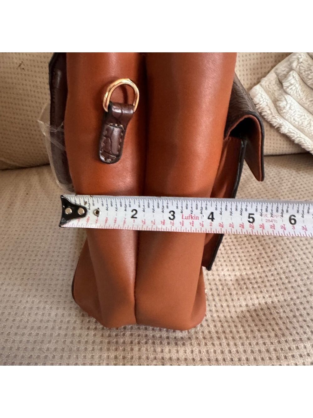 Brown Croc-Embossed Accent Structured Tote Handbag - Picture 12 of 12